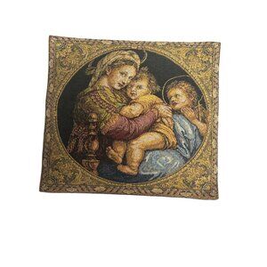 Madonna Della Seggiola Tapestry Pillowcase 12.5"x11" By Arazzo Made In Italy Cot